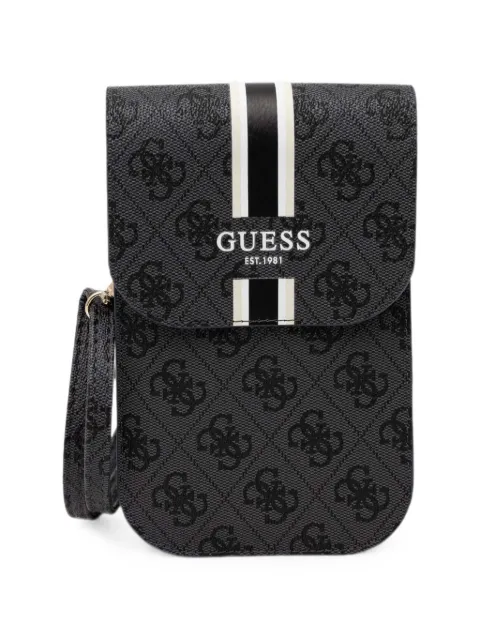 GUESS USA monogram-print striped phone bag