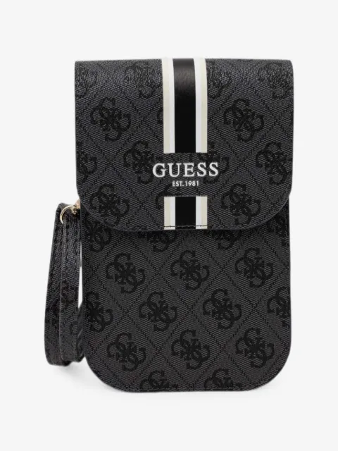 GUESS USA monogram-print striped phone bag