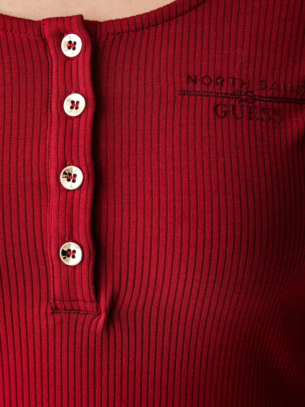 GUESS USA Ribgebreid T-shirt Rood