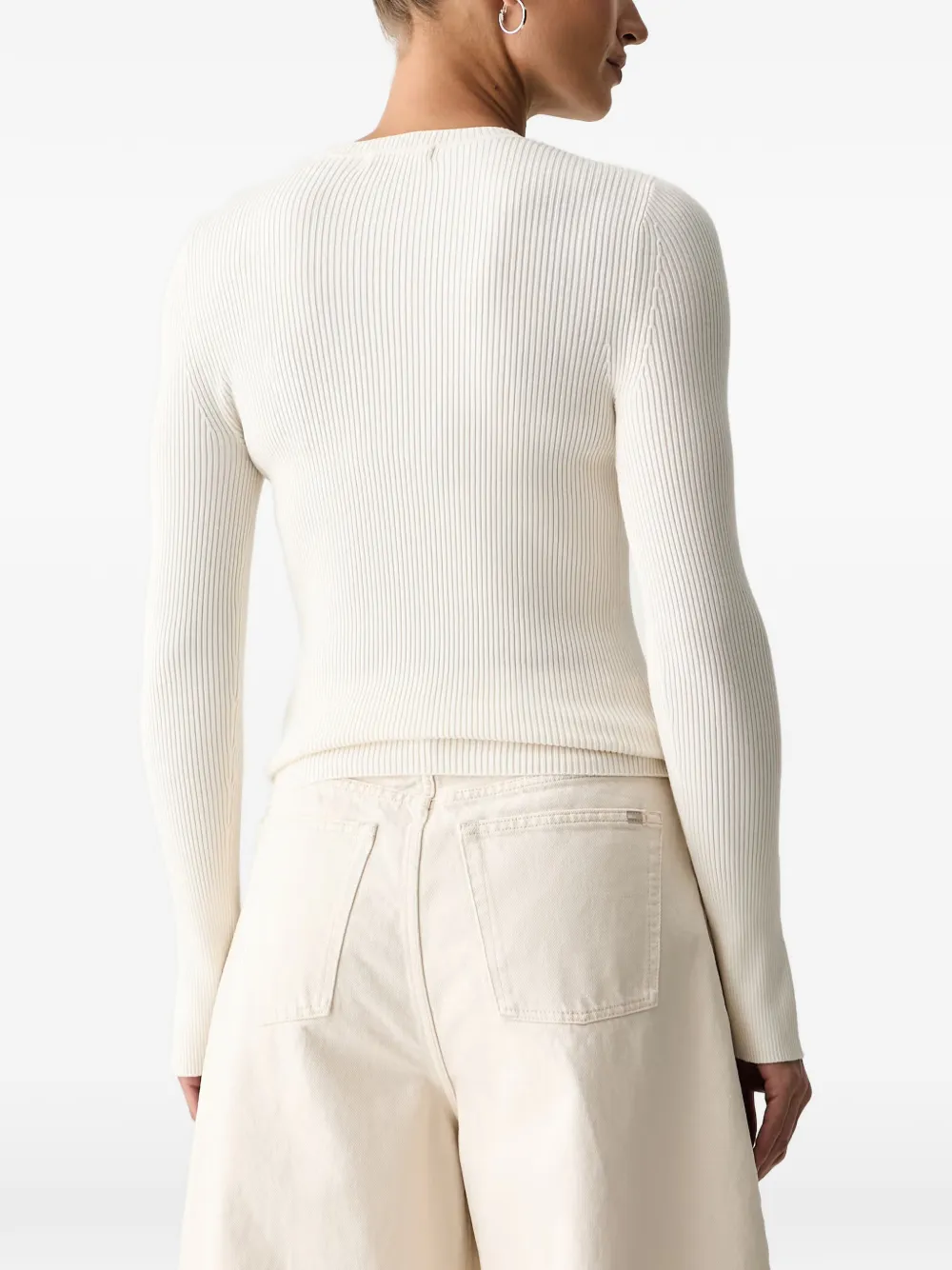 GUESS USA Ellie geribbelde trui met knoopmanchetten Beige