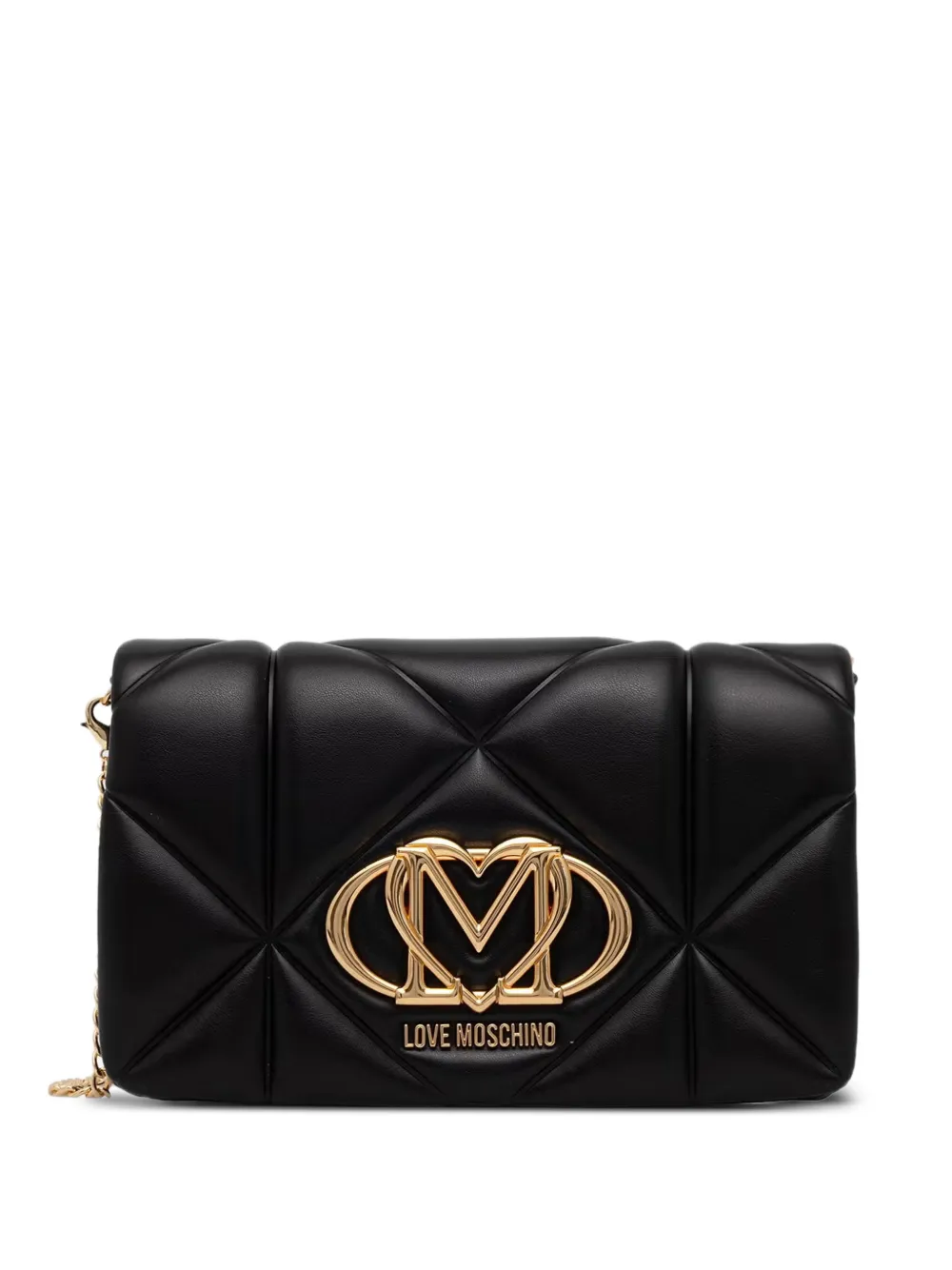 Love Moschino quilted logo-plaque shoulder bag - Nero