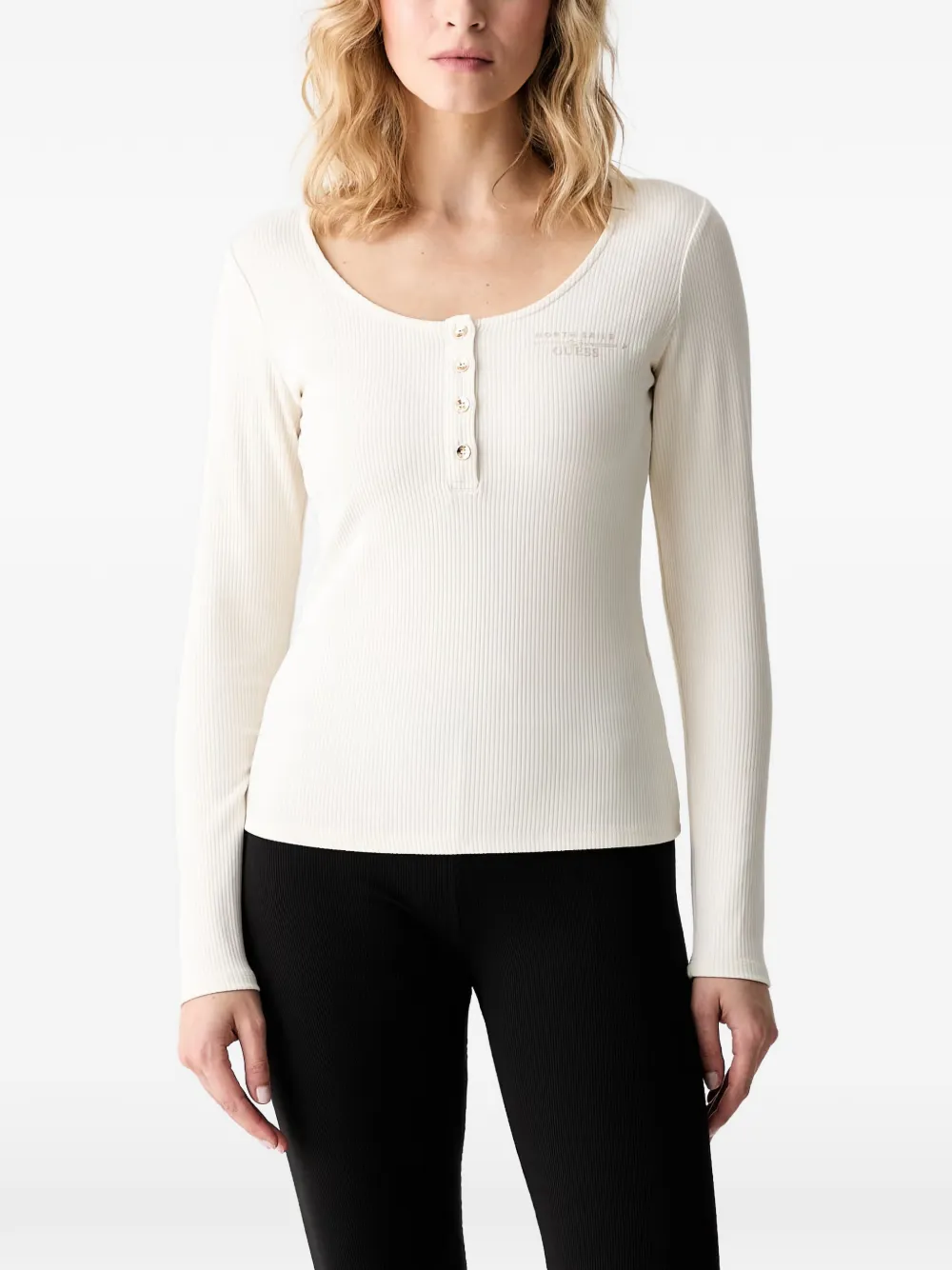 GUESS USA ribbed-knit henley top - Toni neutri