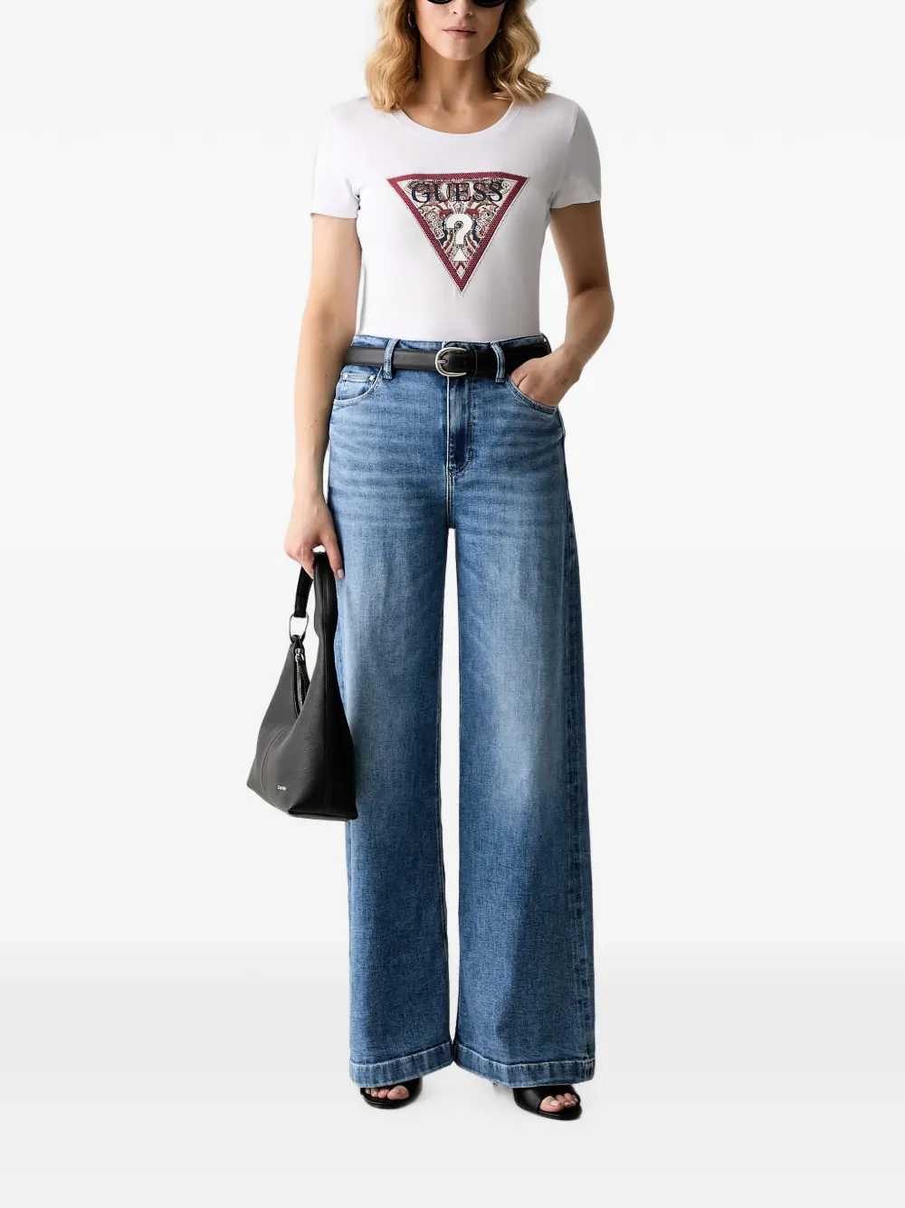 GUESS USA Bellagio jeans met logoplakkaat Blauw