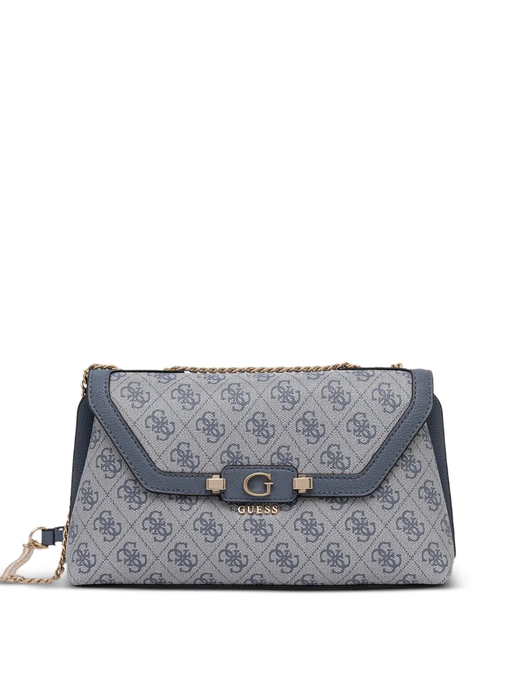 GUESS USA Lindsey monogram-print chain-link crossbody bag - Blau