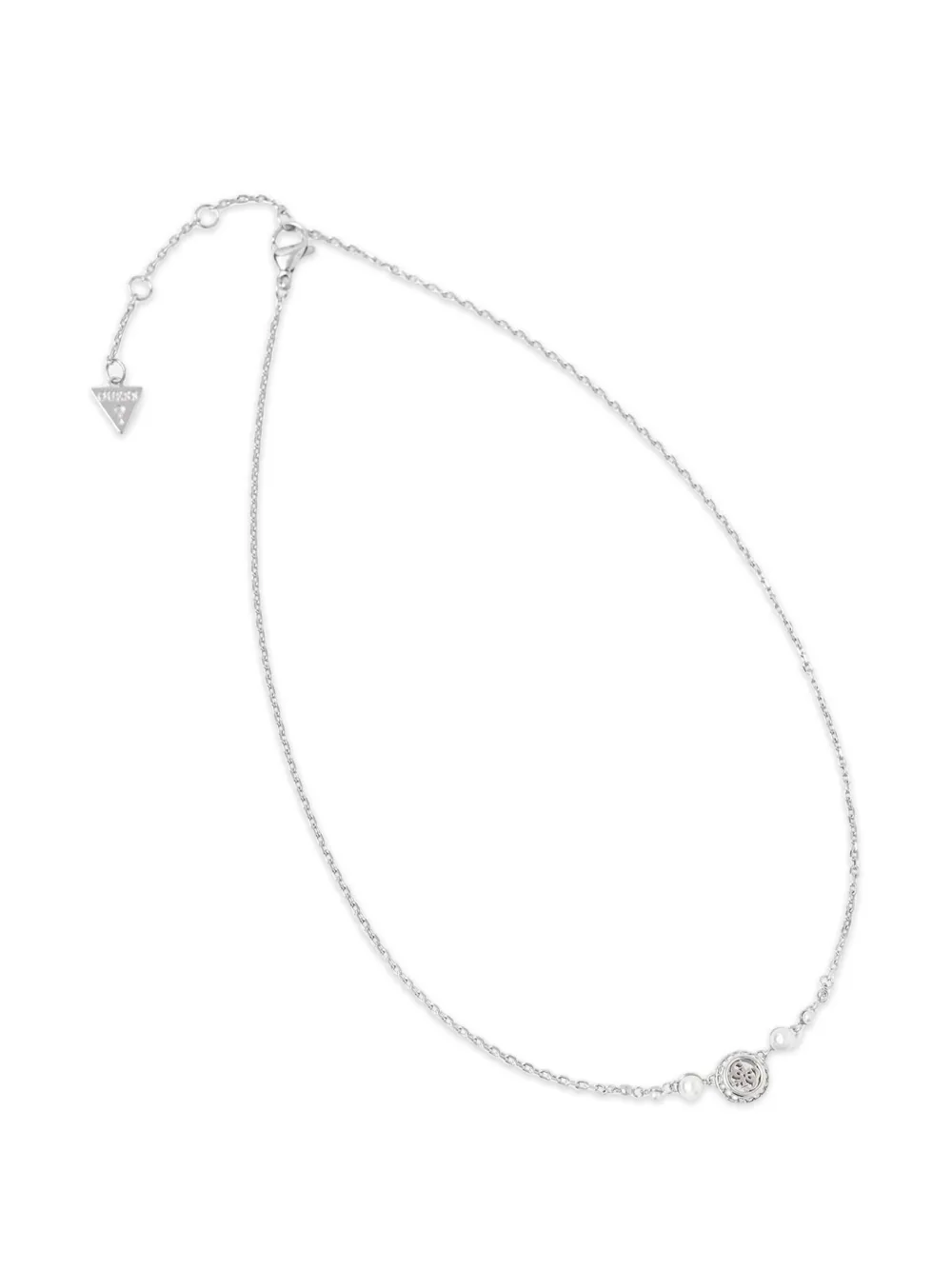 GUESS USA Collana Tiny Pearly con placca logo - Argento