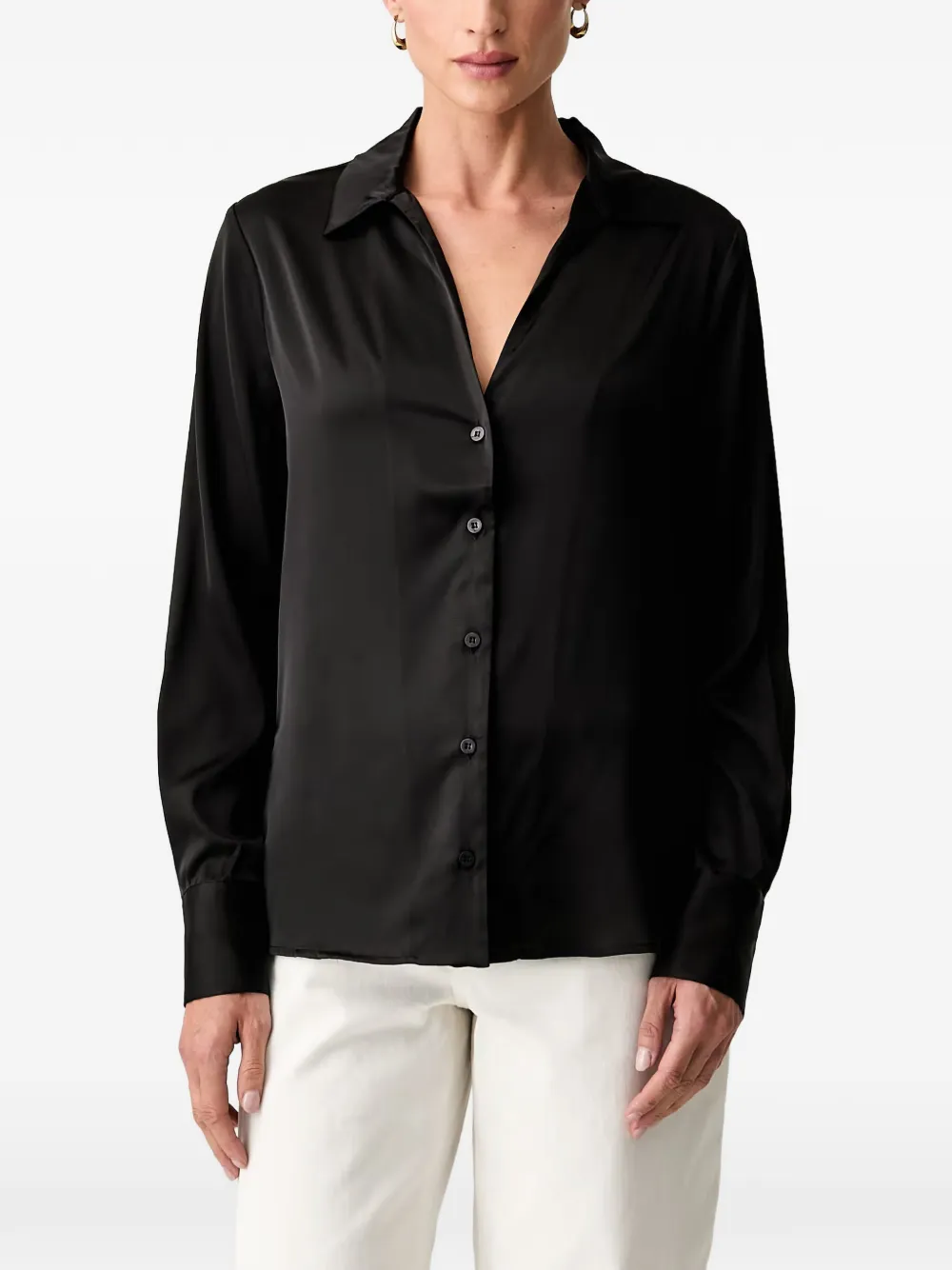 GUESS USA satin-finish long-sleeve shirt - Schwarz