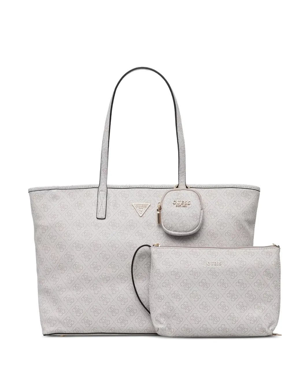 GUESS USA large Power Play II monogram-print logo-plaque tote bag - Grau