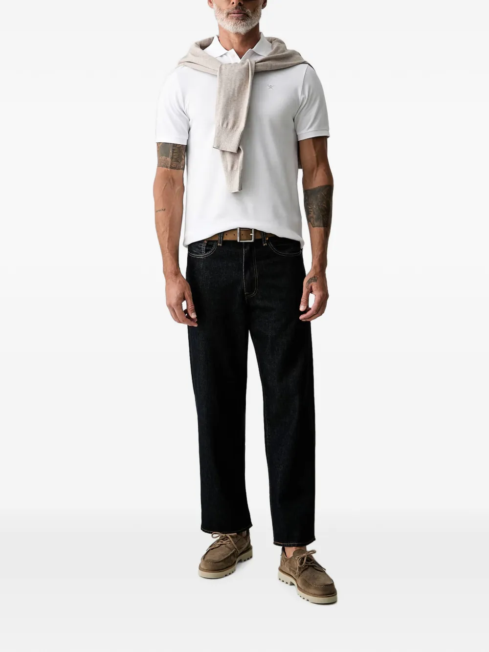 Hackett London Poloshirt met geborduurd logo Wit