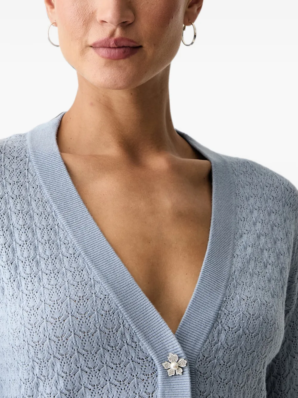 GUESS USA Pointelle gebreid vest verfraaid met kristallen Blauw