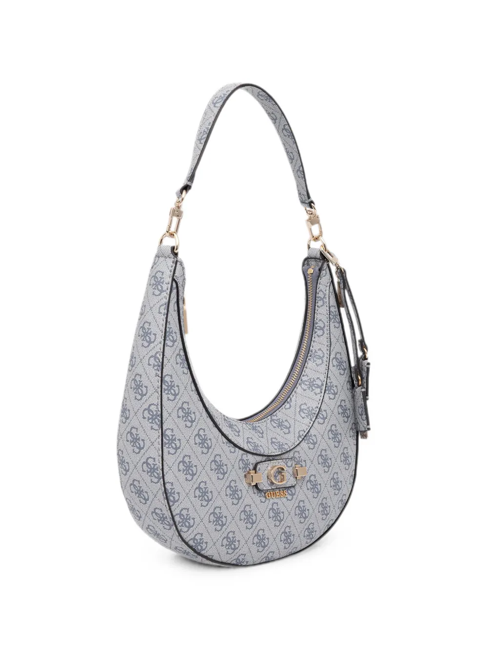 GUESS USA Lindsey halvemaanvormige schoudertas met logo-print Grijs