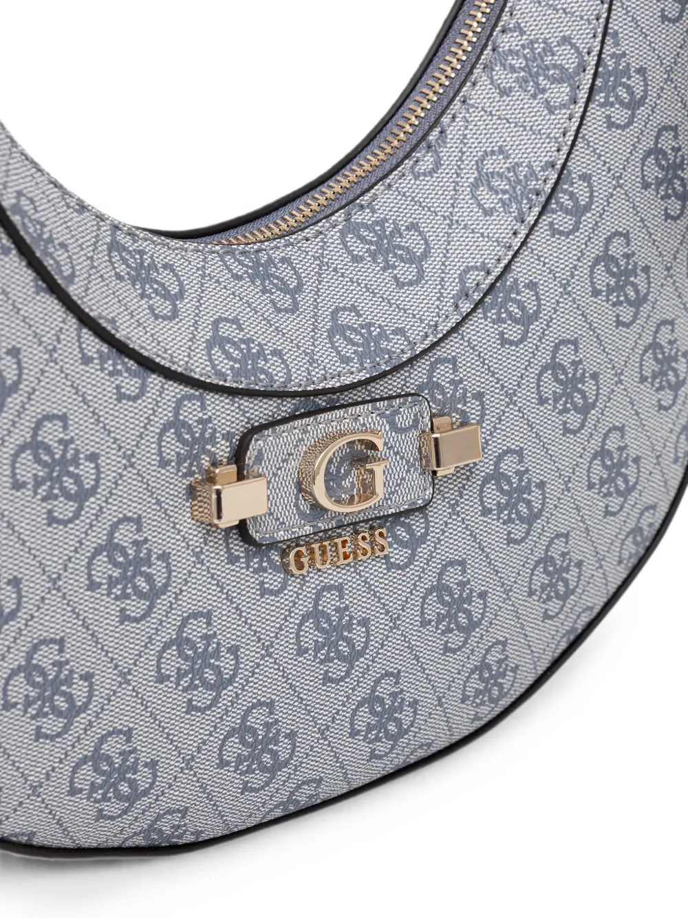 GUESS USA Lindsey halvemaanvormige schoudertas met logo-print Grijs