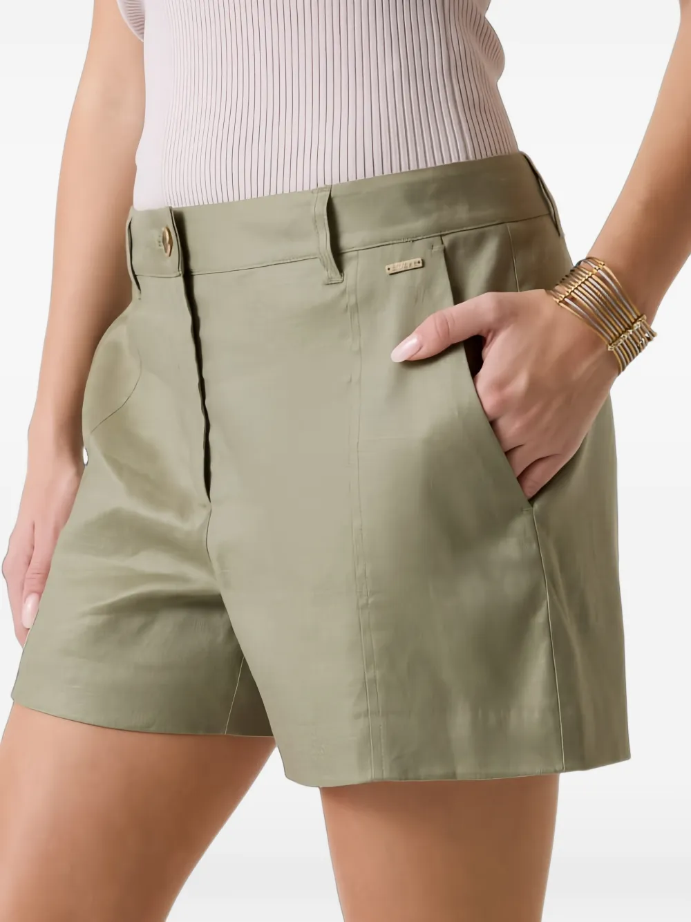 GUESS USA Shorts met logoplakkaat Beige