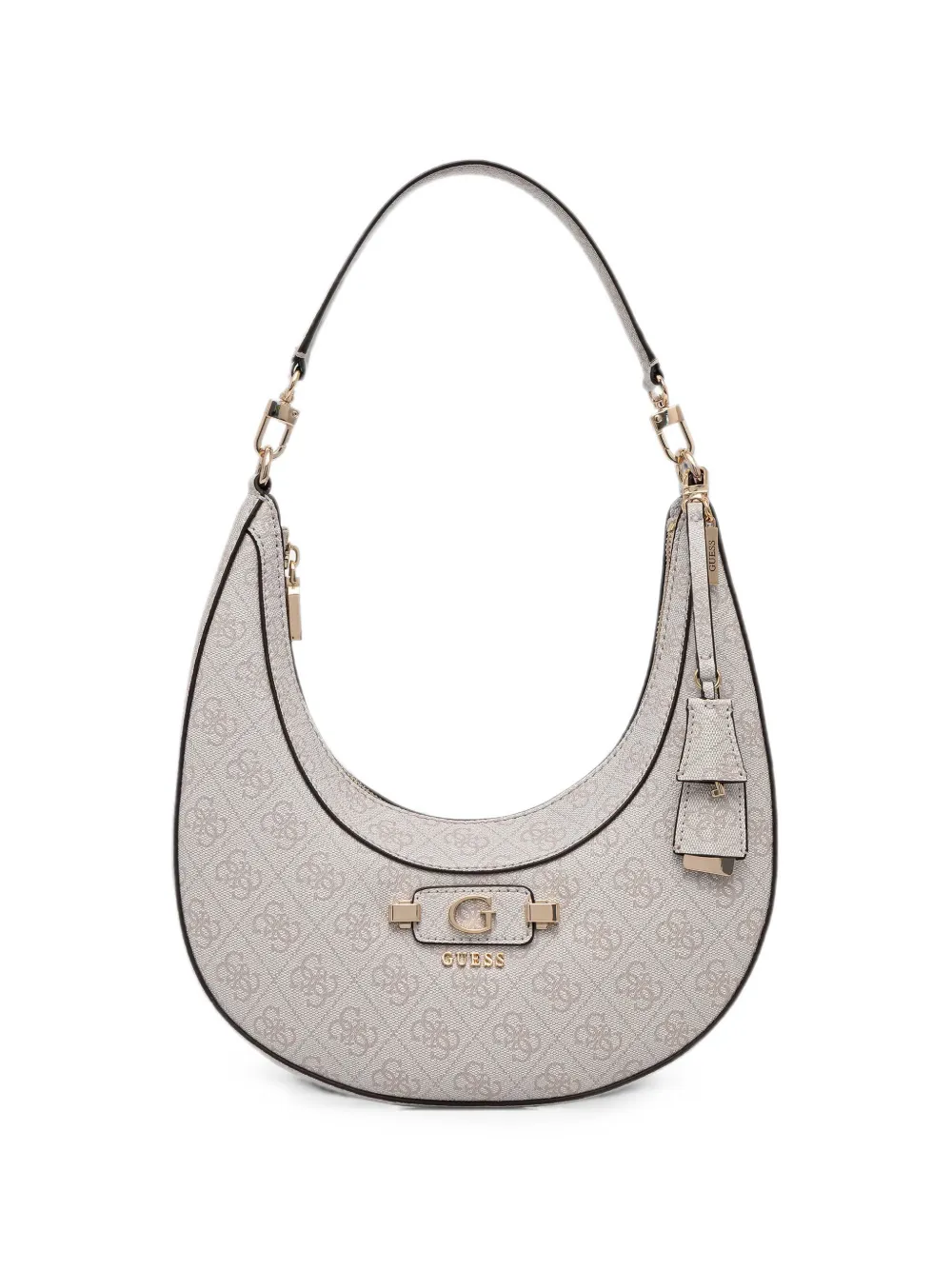 GUESS USA Lindsey monogram-print curved shoulder bag - Nude
