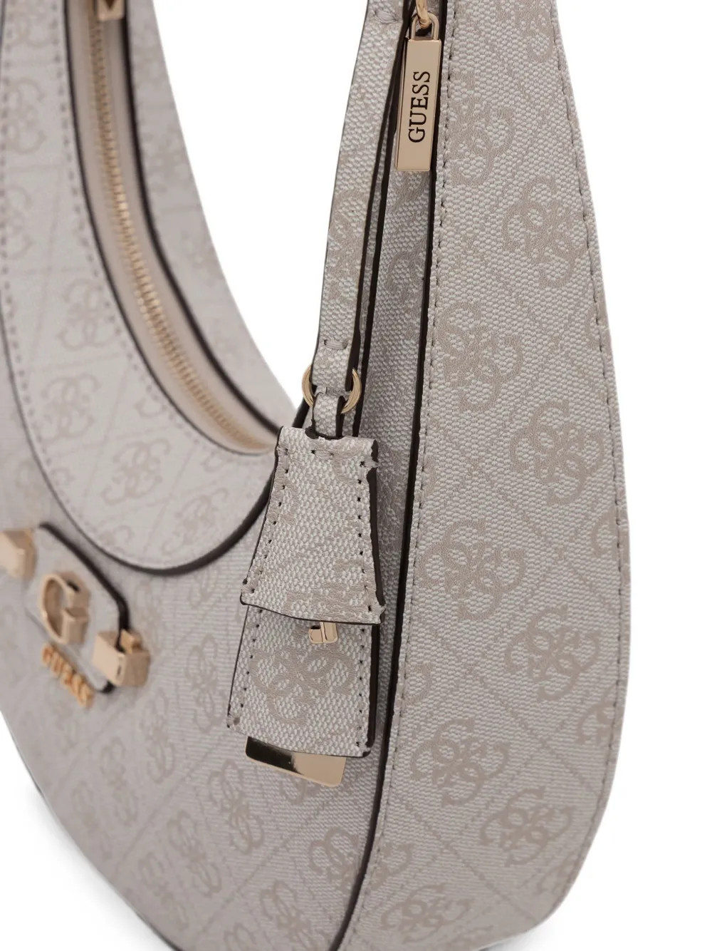 GUESS USA Lindsey gewelfde schoudertas met monogramprint Beige