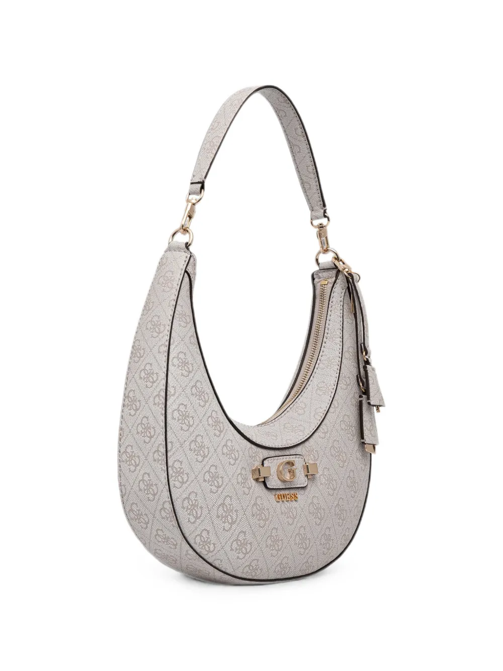 GUESS USA Lindsey gewelfde schoudertas met monogramprint Beige