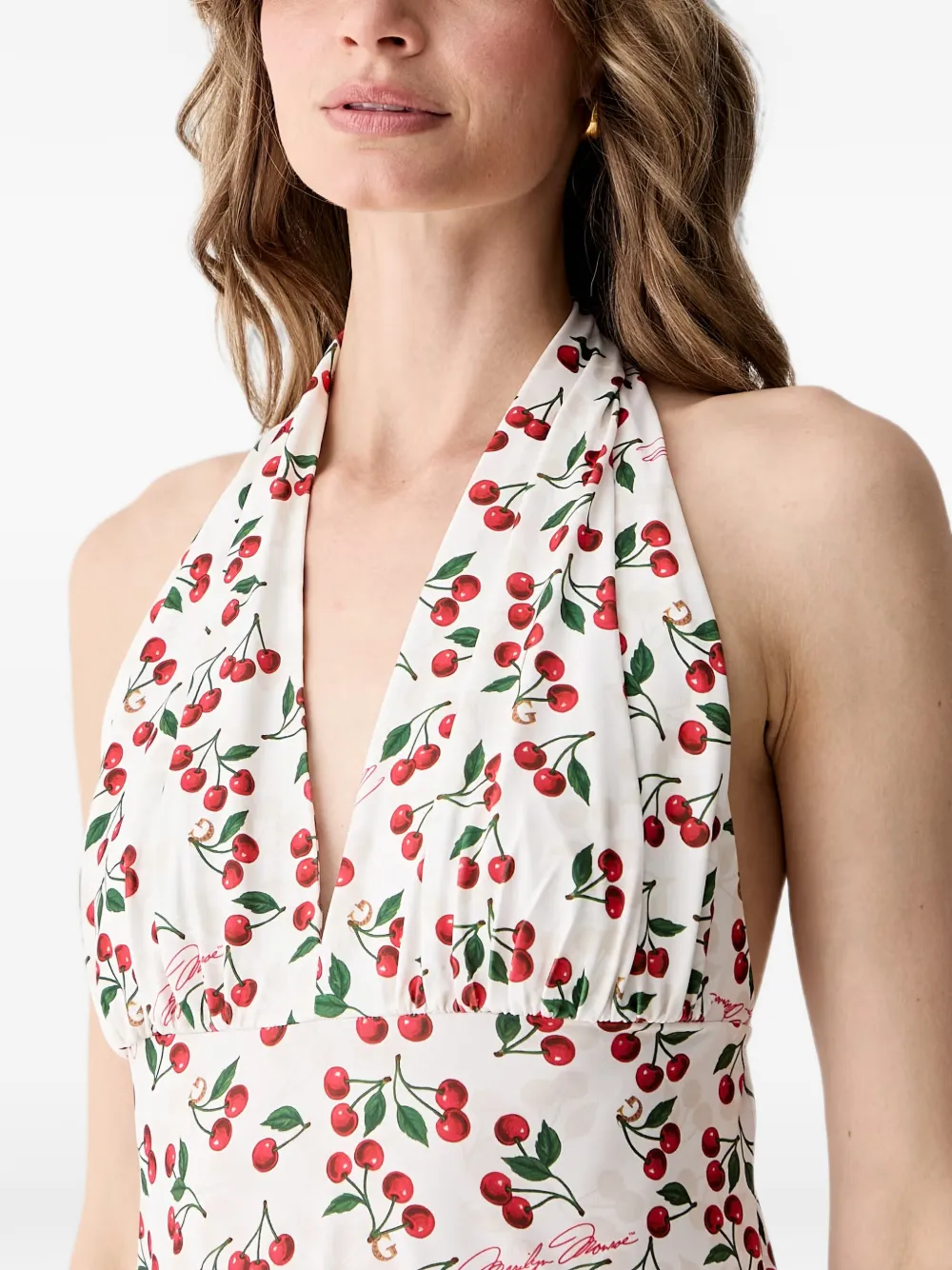 GUESS USA Mini-jurk met kersen-print en zakdoek Wit
