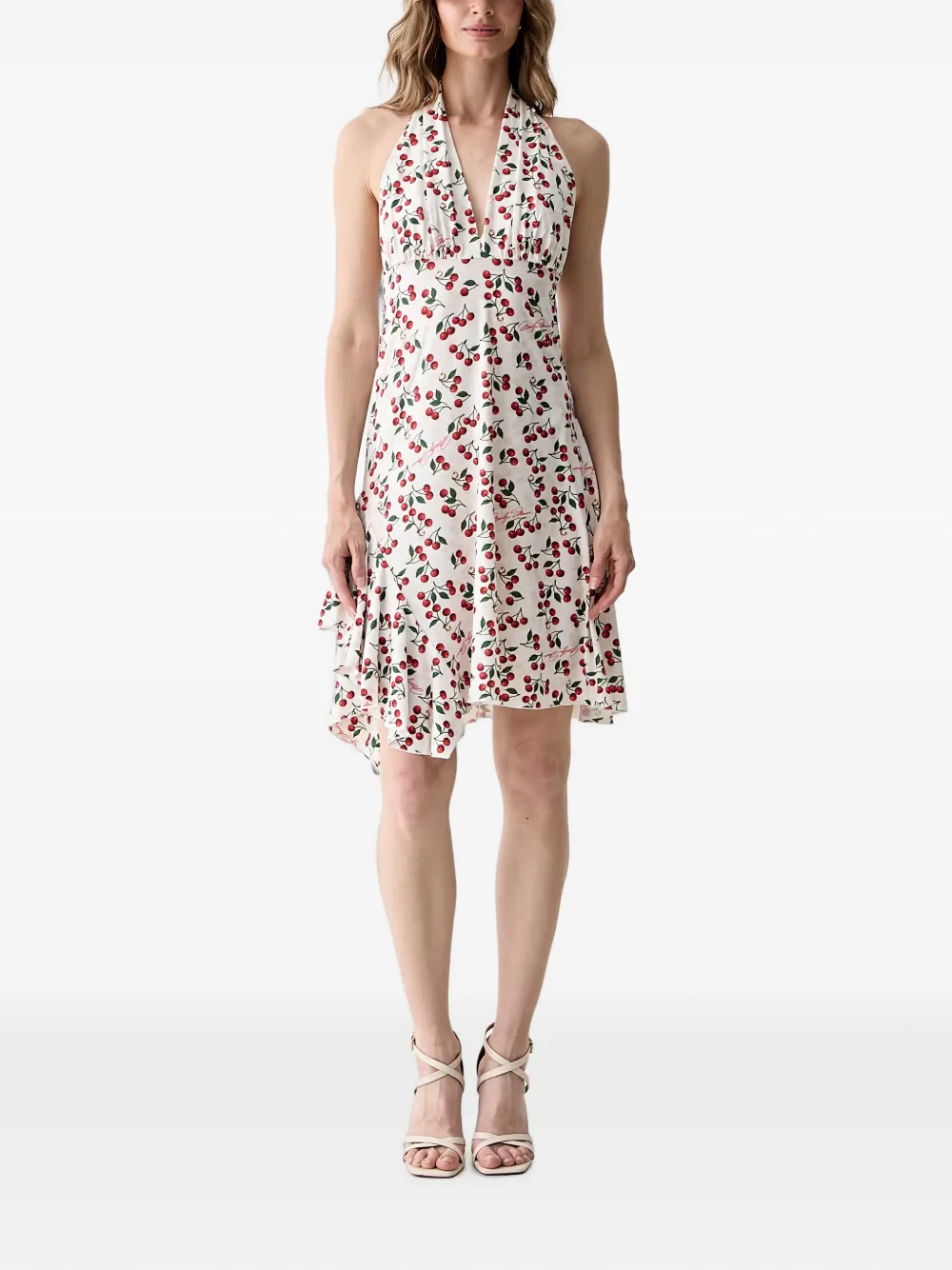 GUESS USA cherry-print handkerchief-hem mini dress - Weiß