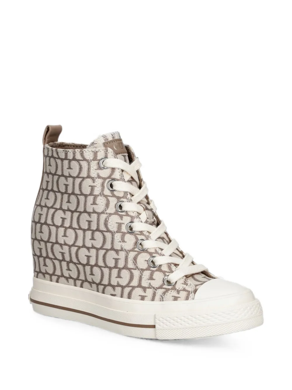 GUESS USA monogram-print lace-up sneakers Beige