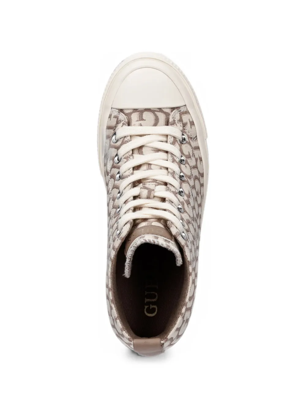 GUESS USA monogram-print lace-up sneakers Beige