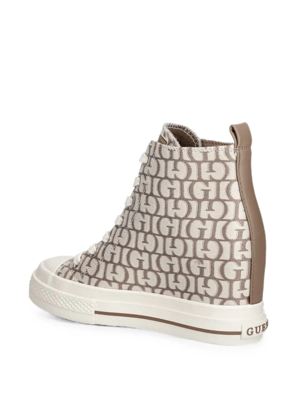 GUESS USA monogram-print lace-up sneakers Beige