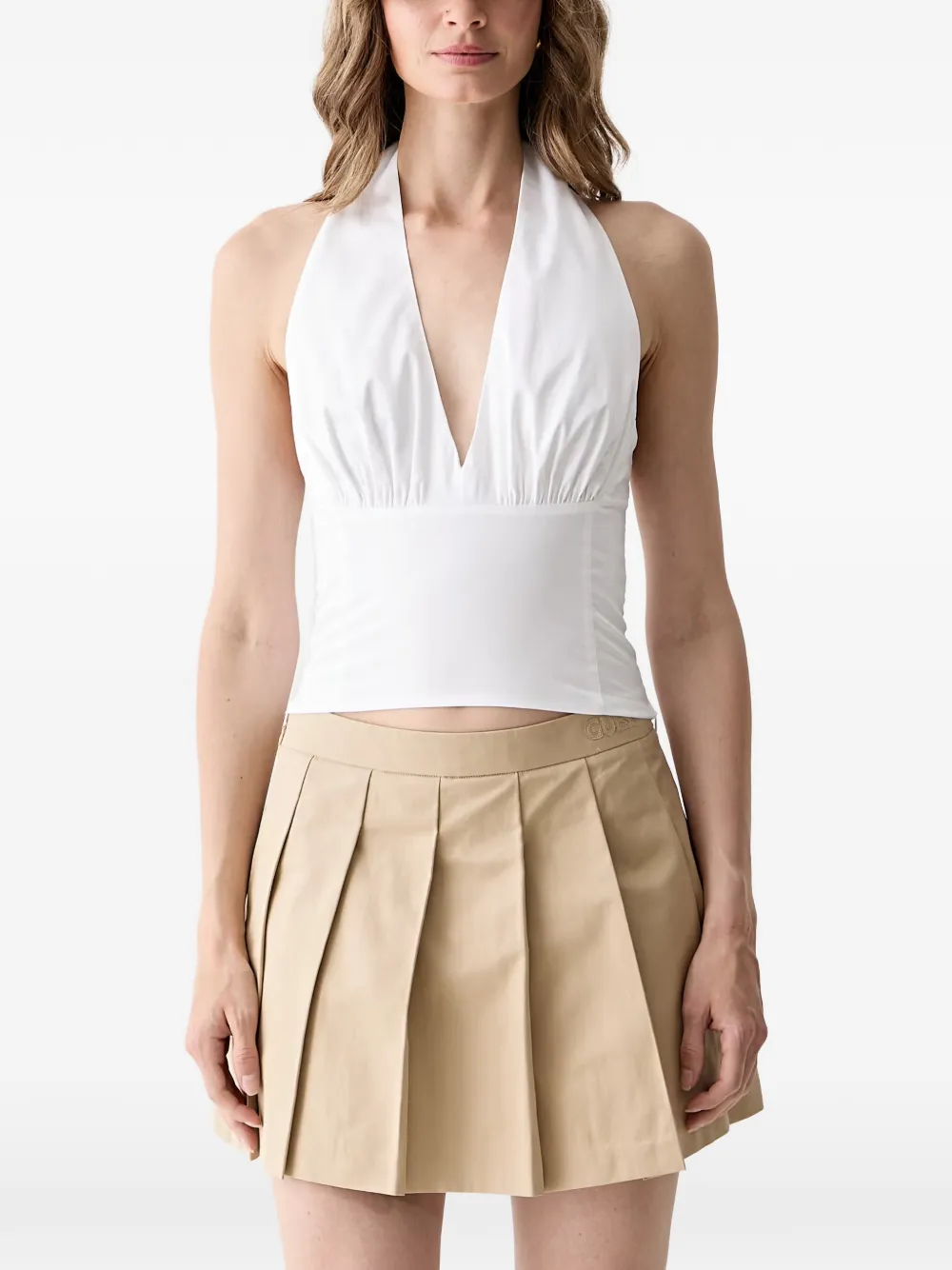 GUESS USA shirred halterneck top - Bianco