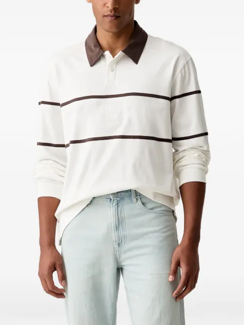 GUESS USA striped embroidered-logo polo shirt