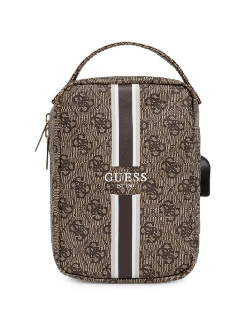 GUESS USA monogram-print striped tech bag