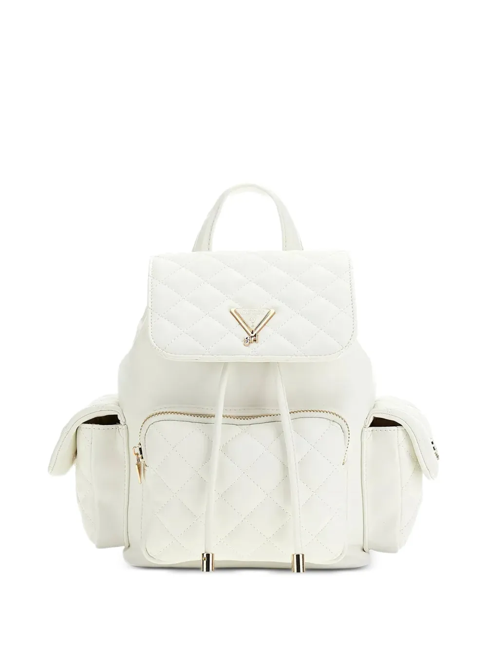 guess kids mini quilted drawstring backpack - Bianco