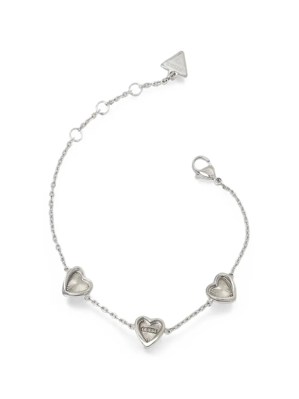 GUESS USA heart-charm cable-link bracelet - Argento
