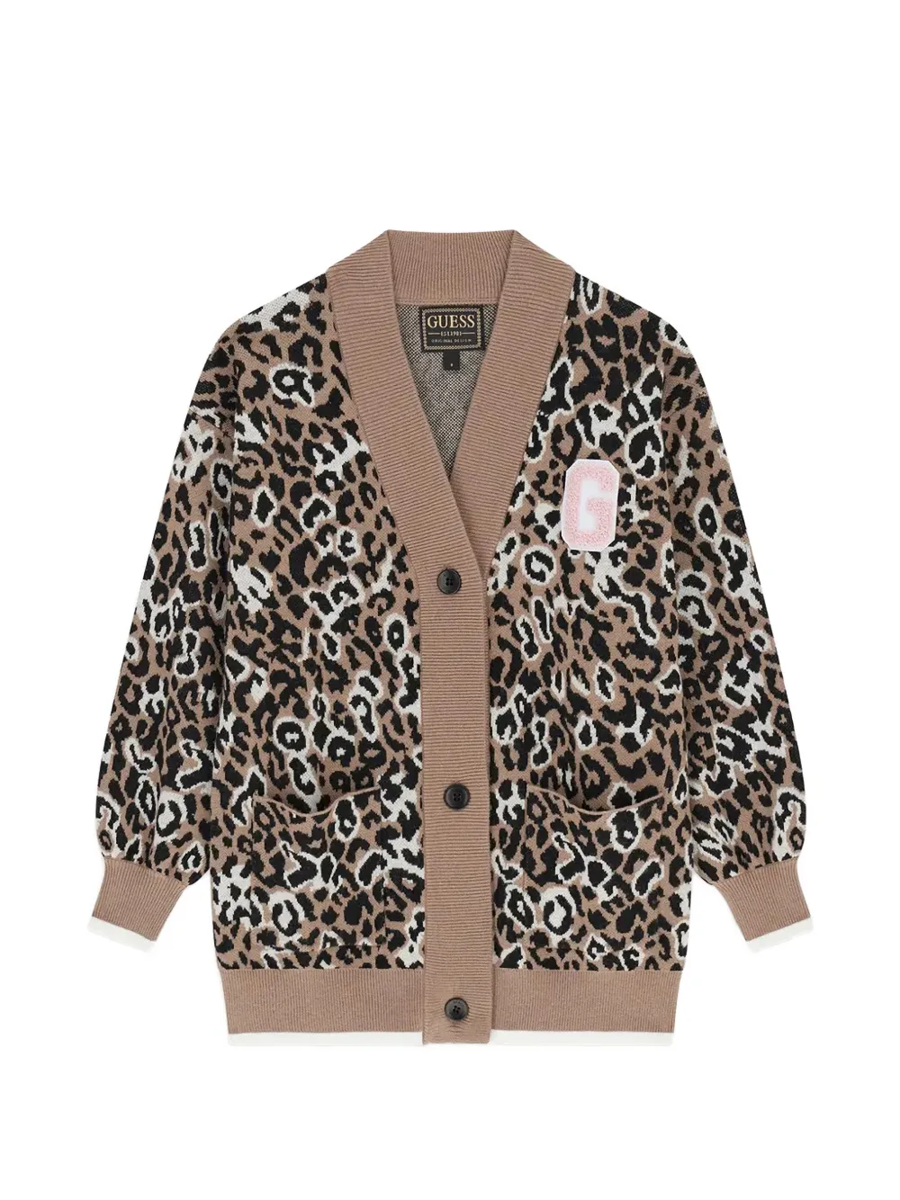 guess kids leopard-print cardigan - Marrone