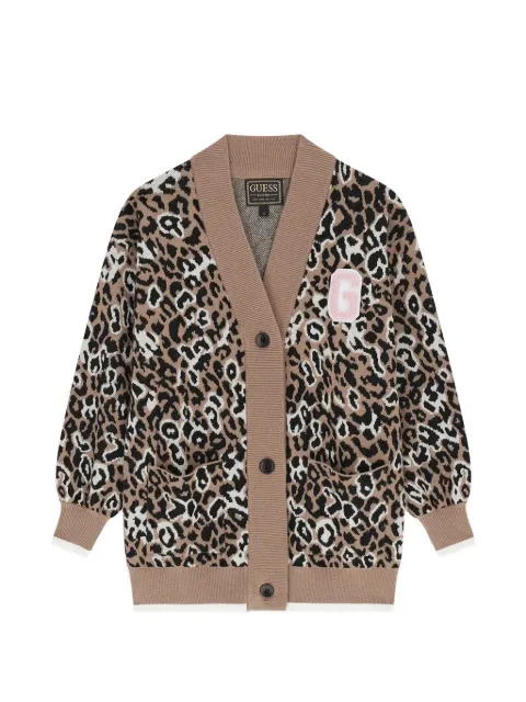 guess kids cárdigan con motivo de leopardo