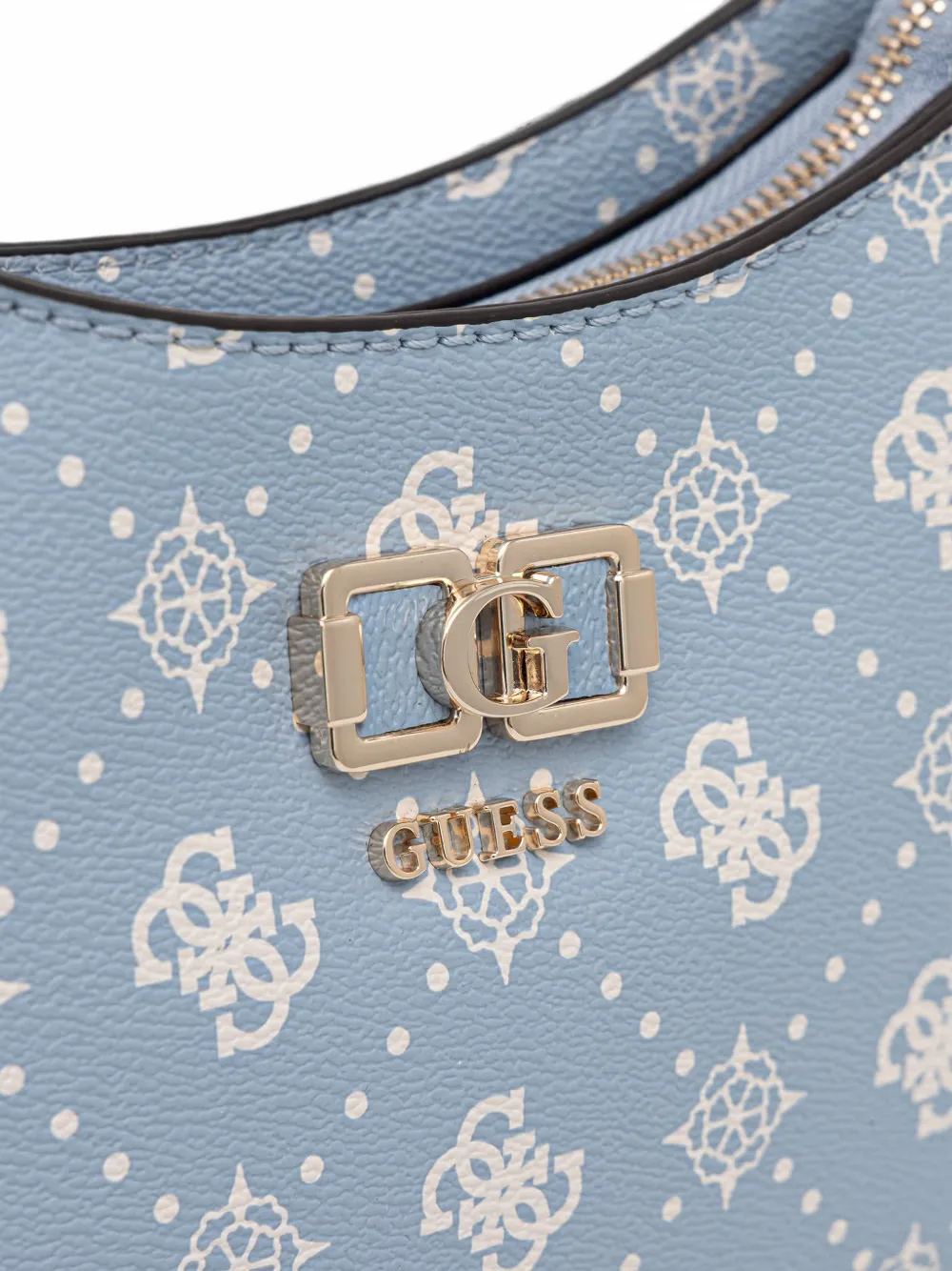 GUESS USA Emelie schoudertas met monogram-print en logo-plakkaat Blauw