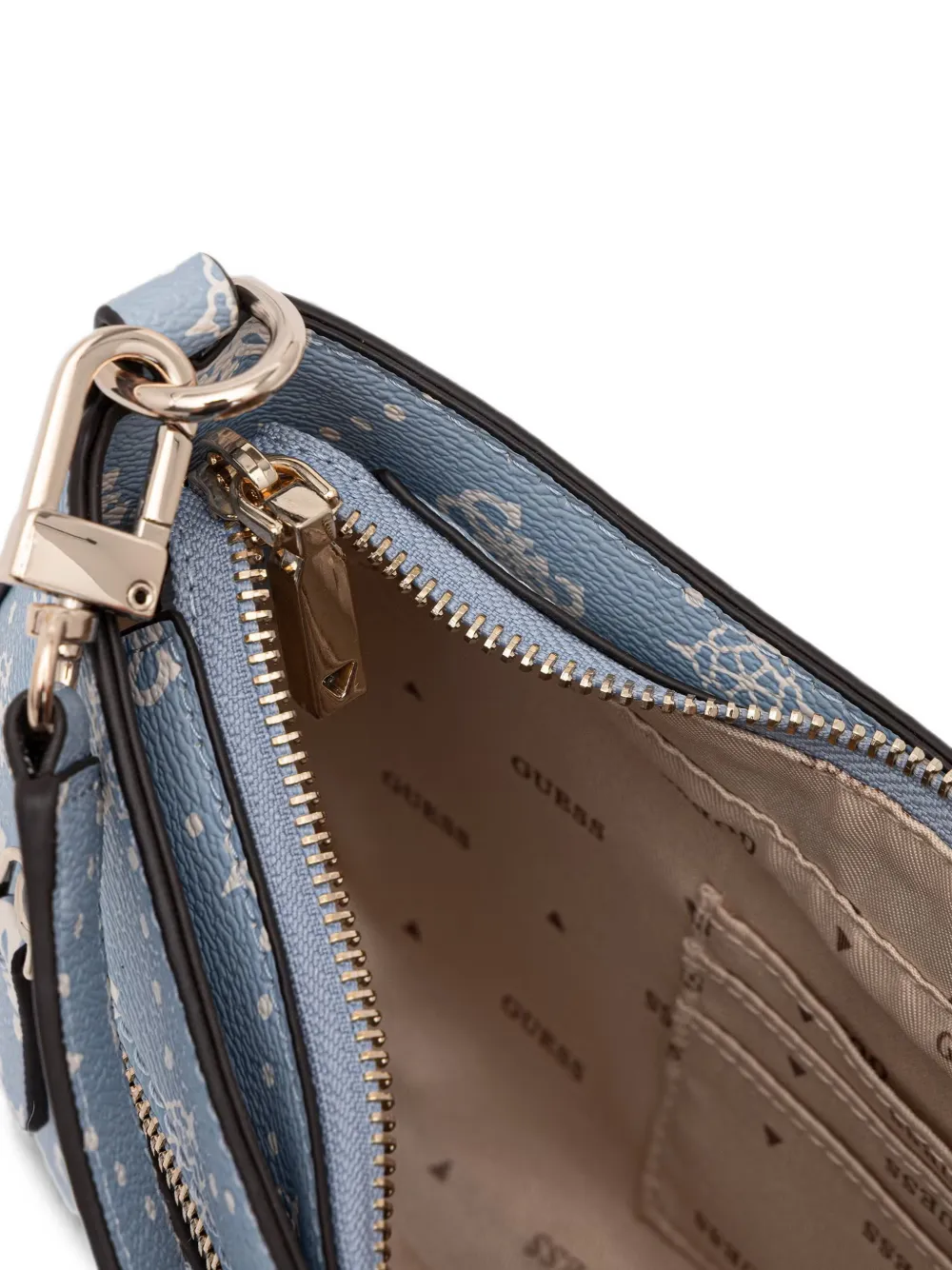 GUESS USA Emelie schoudertas met monogram-print en logo-plakkaat Blauw