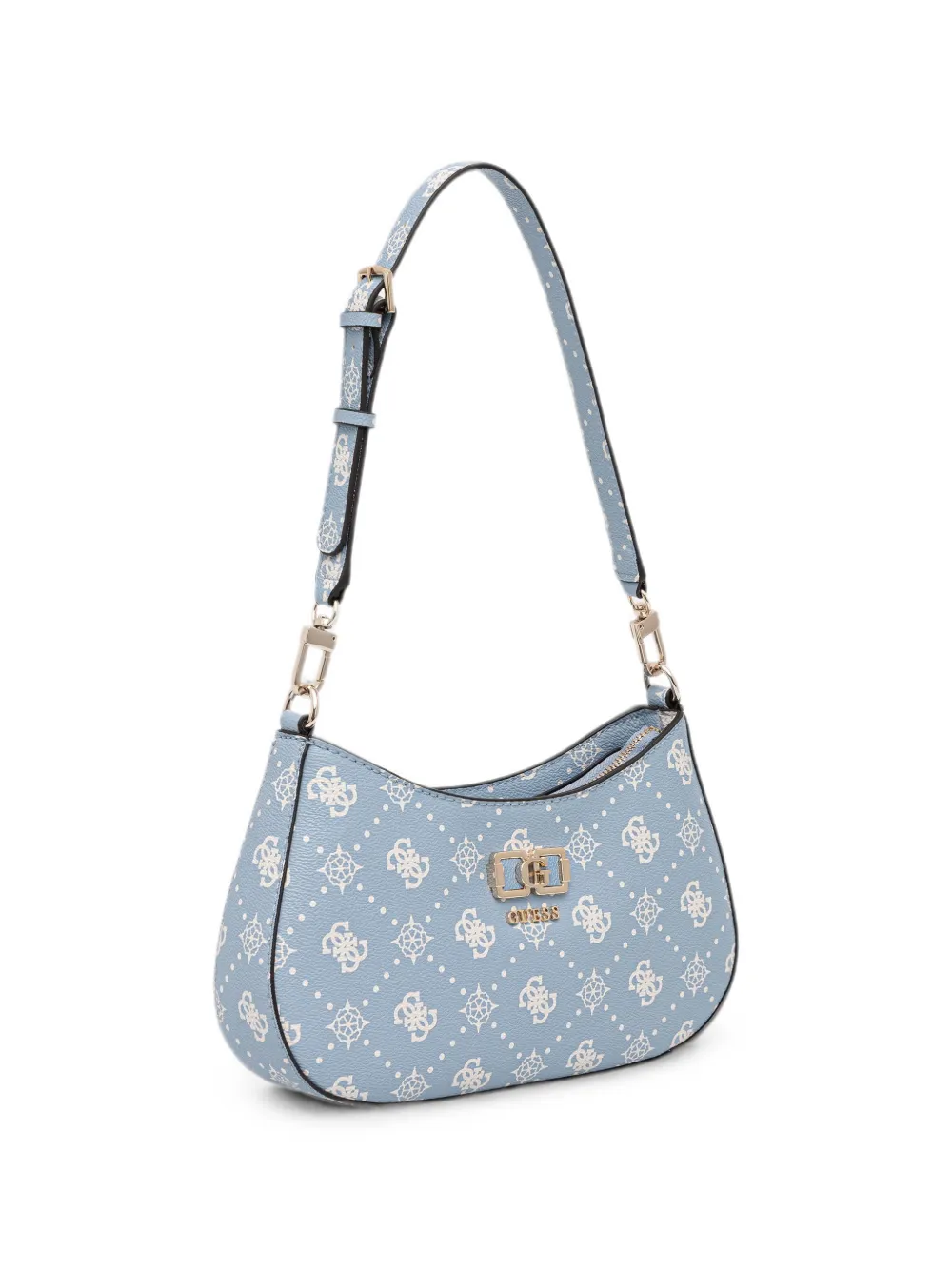 GUESS USA Emelie schoudertas met monogram-print en logo-plakkaat Blauw