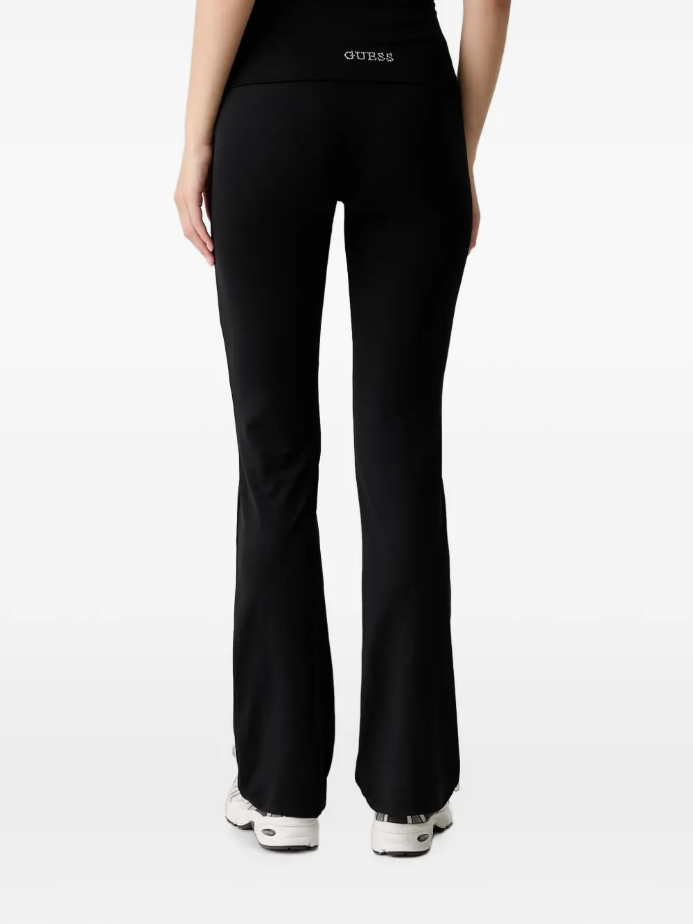 GUESS USA Flared legging met logo van stras Zwart