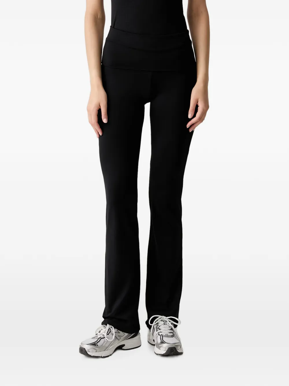 GUESS USA Flare rhinestone-logo leggings - Schwarz