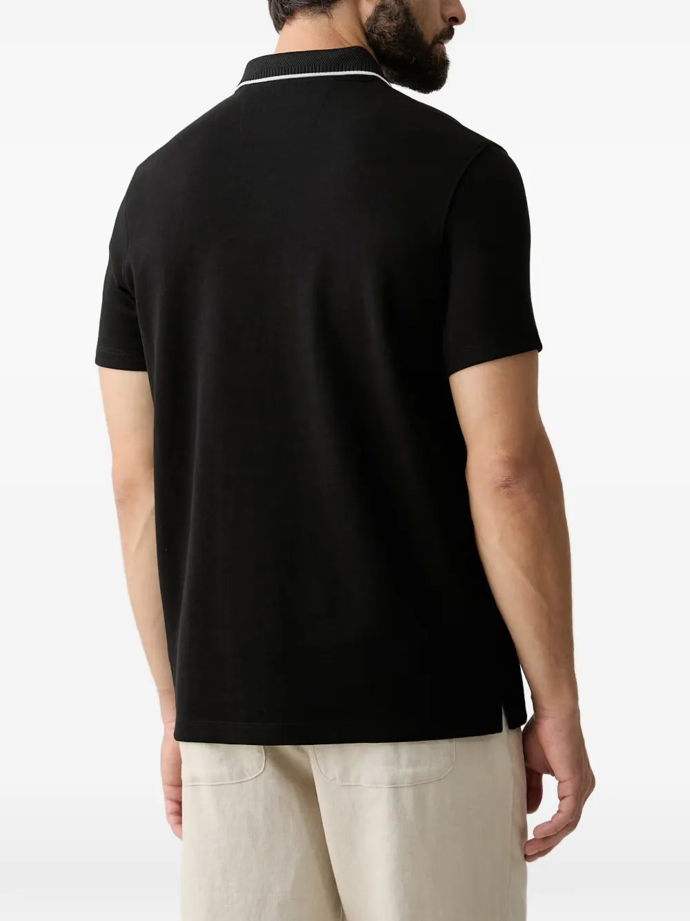GUESS USA Poloshirt met gestreepte kraag en logo-patch Zwart