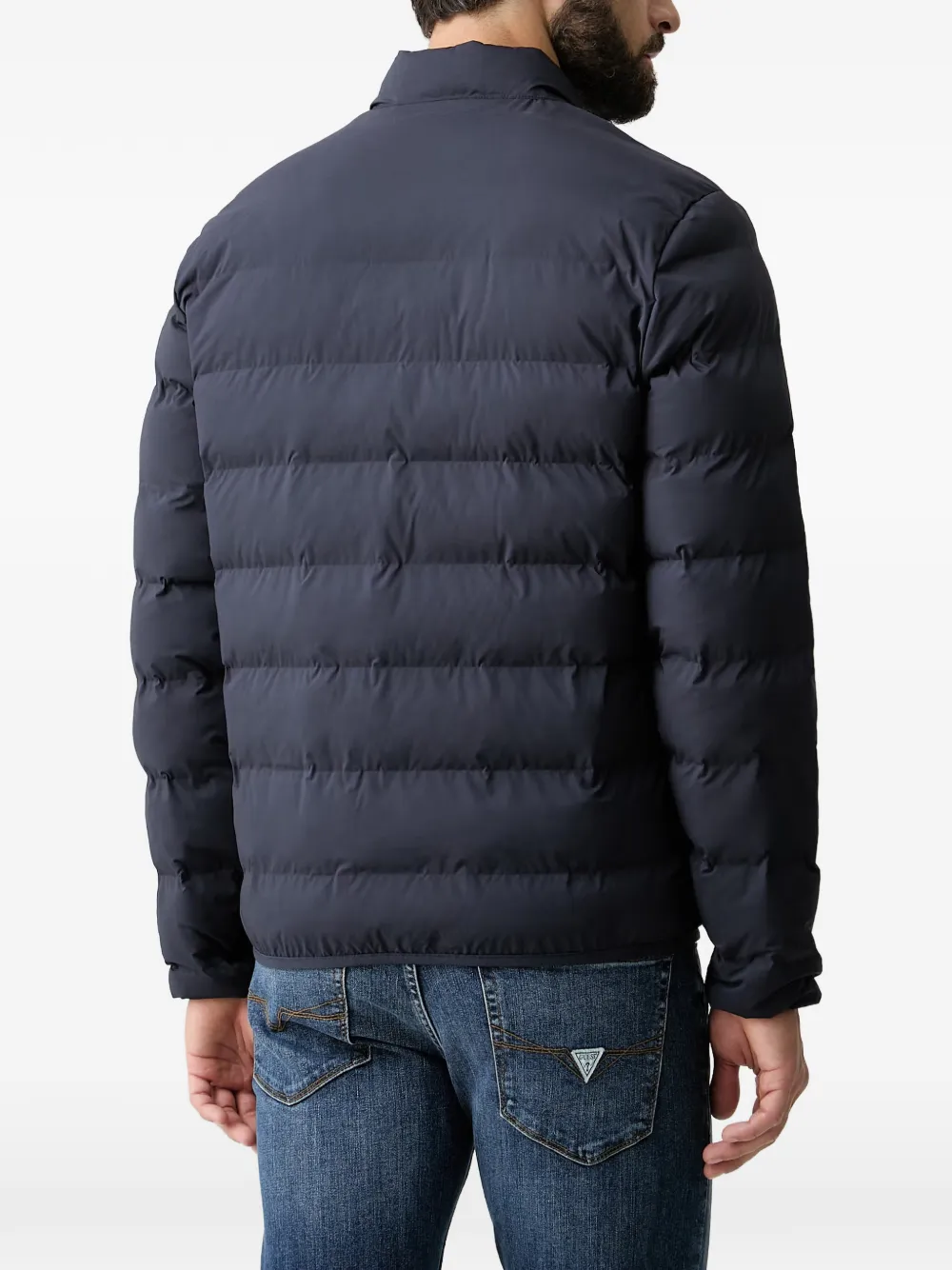 GUESS USA Gewatteerd jack met logo-print Blauw