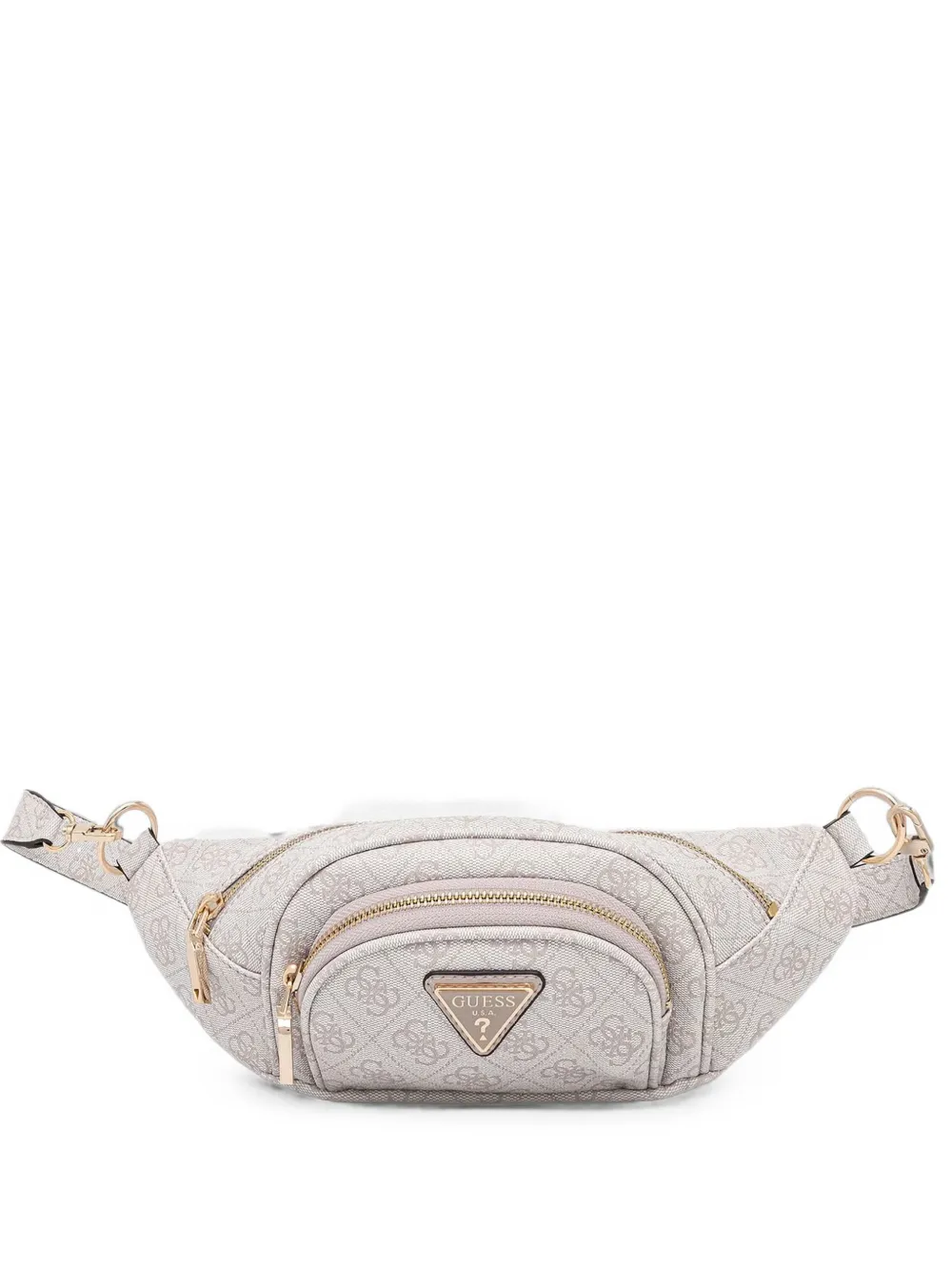 GUESS USA Latona monogram-print logo-plaque belt bag - Nude