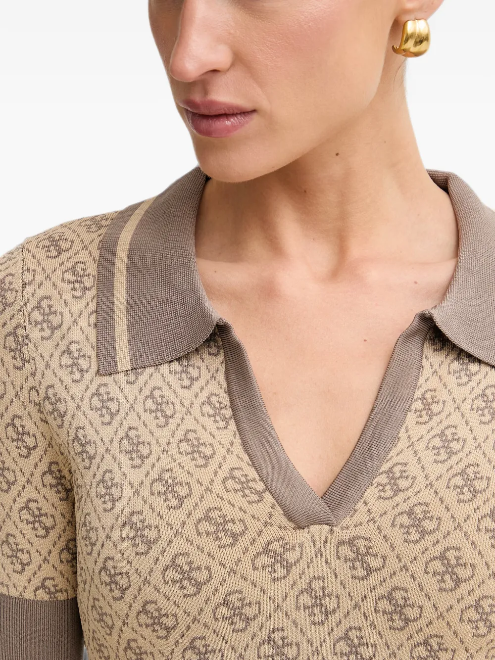 GUESS USA Mini-jurk met korte mouwen en monogram-detail Beige