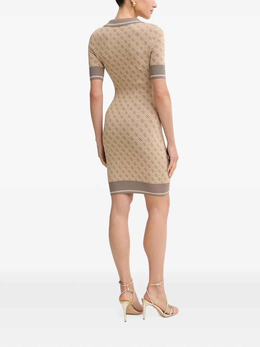 GUESS USA Mini-jurk met korte mouwen en monogram-detail Beige