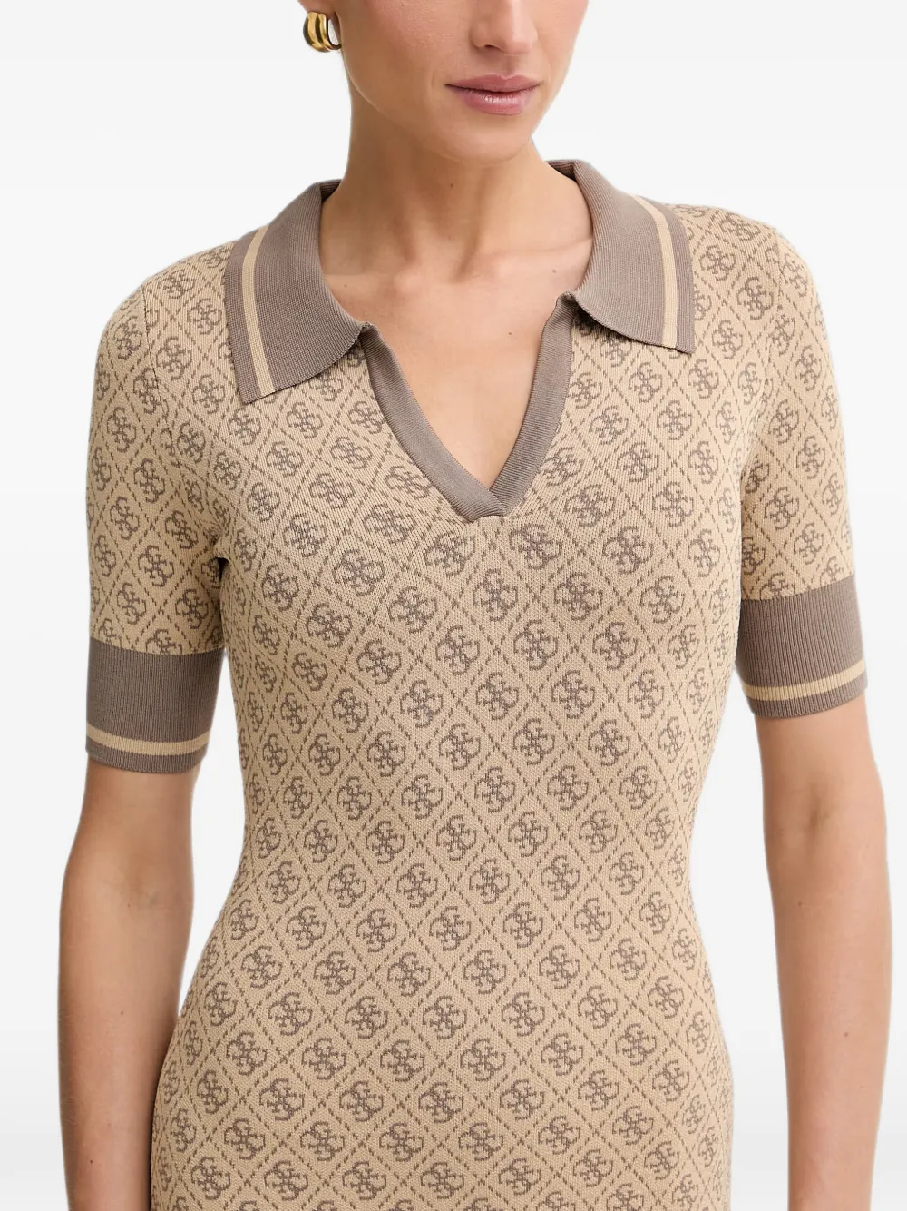 GUESS USA Mini-jurk met korte mouwen en monogram-detail Beige