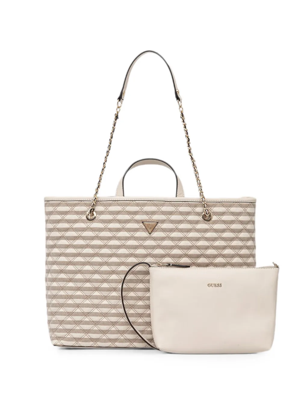 GUESS USA Giully quilted striped tote bag - Nude