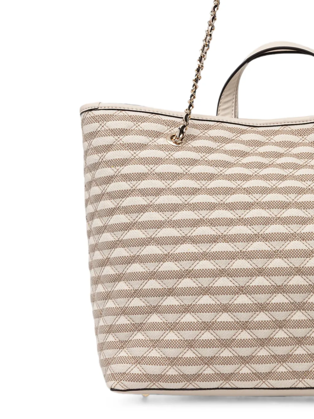 GUESS USA Giully gewatteerde shopper met strepen Beige