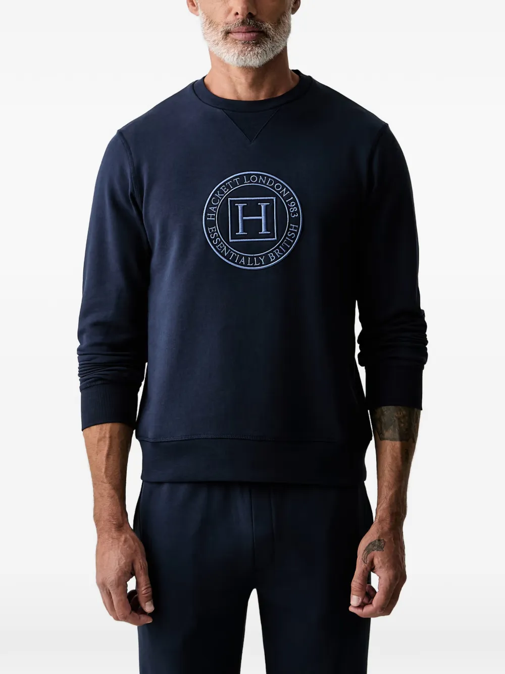 Hackett London logo-embroidered crew neck sweatshirt - Blu