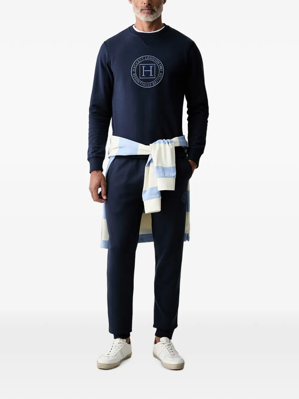 Hackett London Sweater met geborduurd logo Blauw
