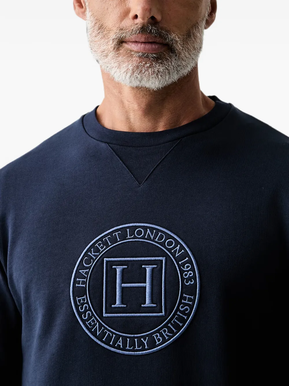 Hackett London Sweater met geborduurd logo Blauw