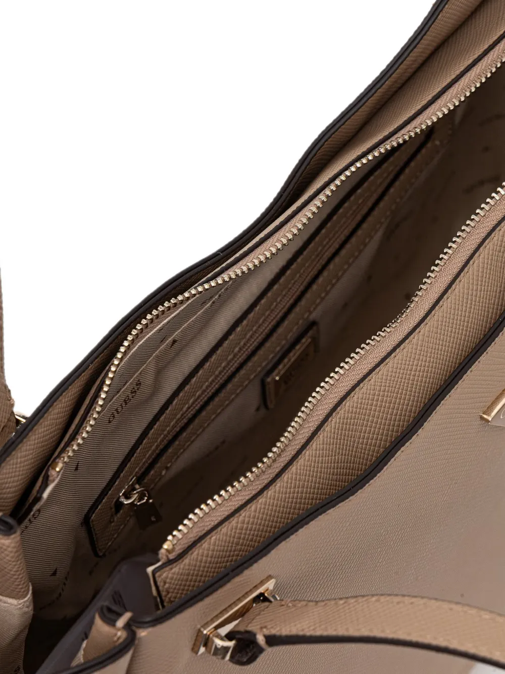 GUESS USA Gilda shopper met saffiano-effect en logo-plakkaat Beige
