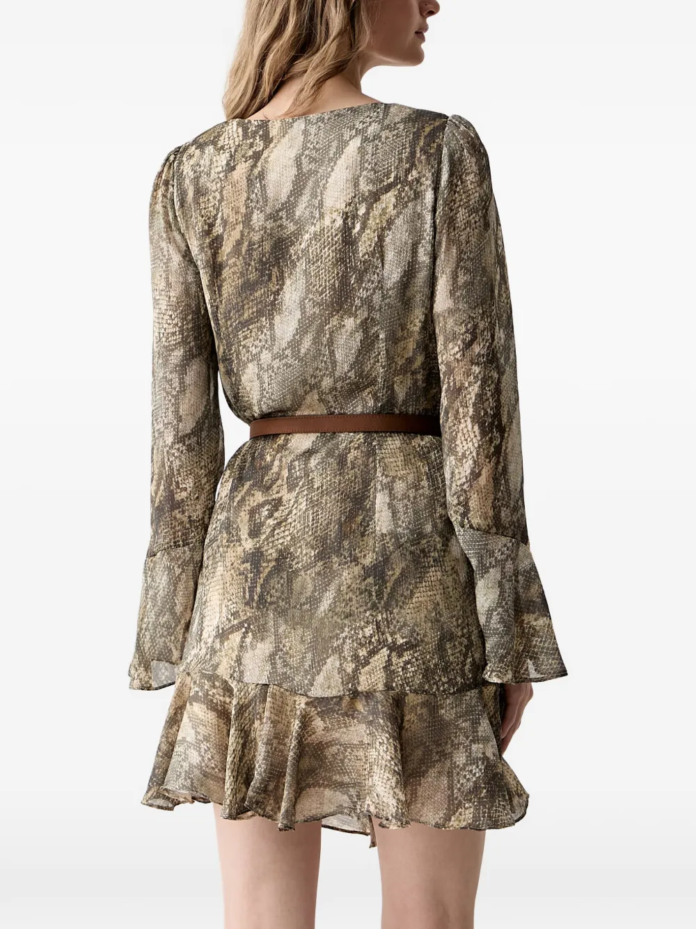 GUESS USA animal-print ruffled mini dress Groen
