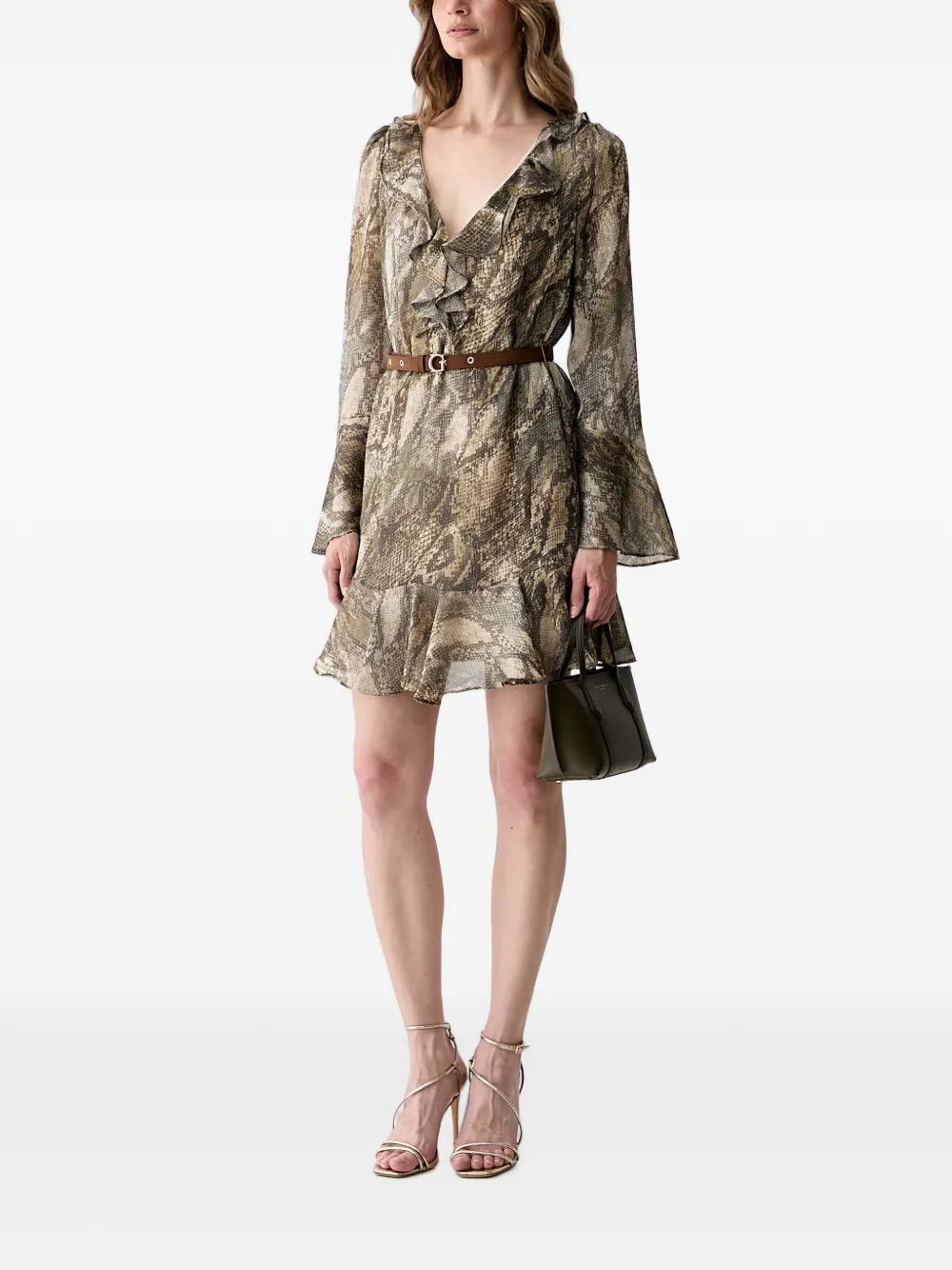 GUESS USA animal-print ruffled mini dress - Verde